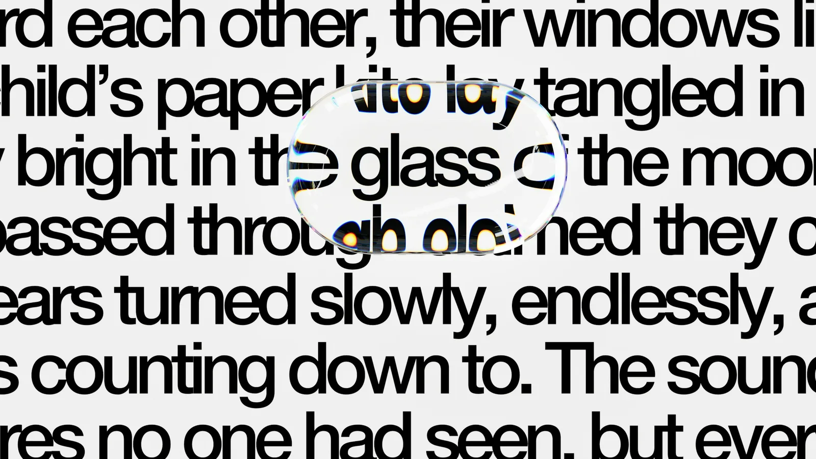 A magnifying glass held over a page of text, focusing in on a single word
